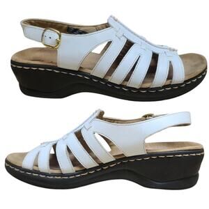Clarks White Leather Lexi Marigold Sling Back Strappy Sandals Shoes 10 M